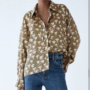 Zara elephant print blouse NWT